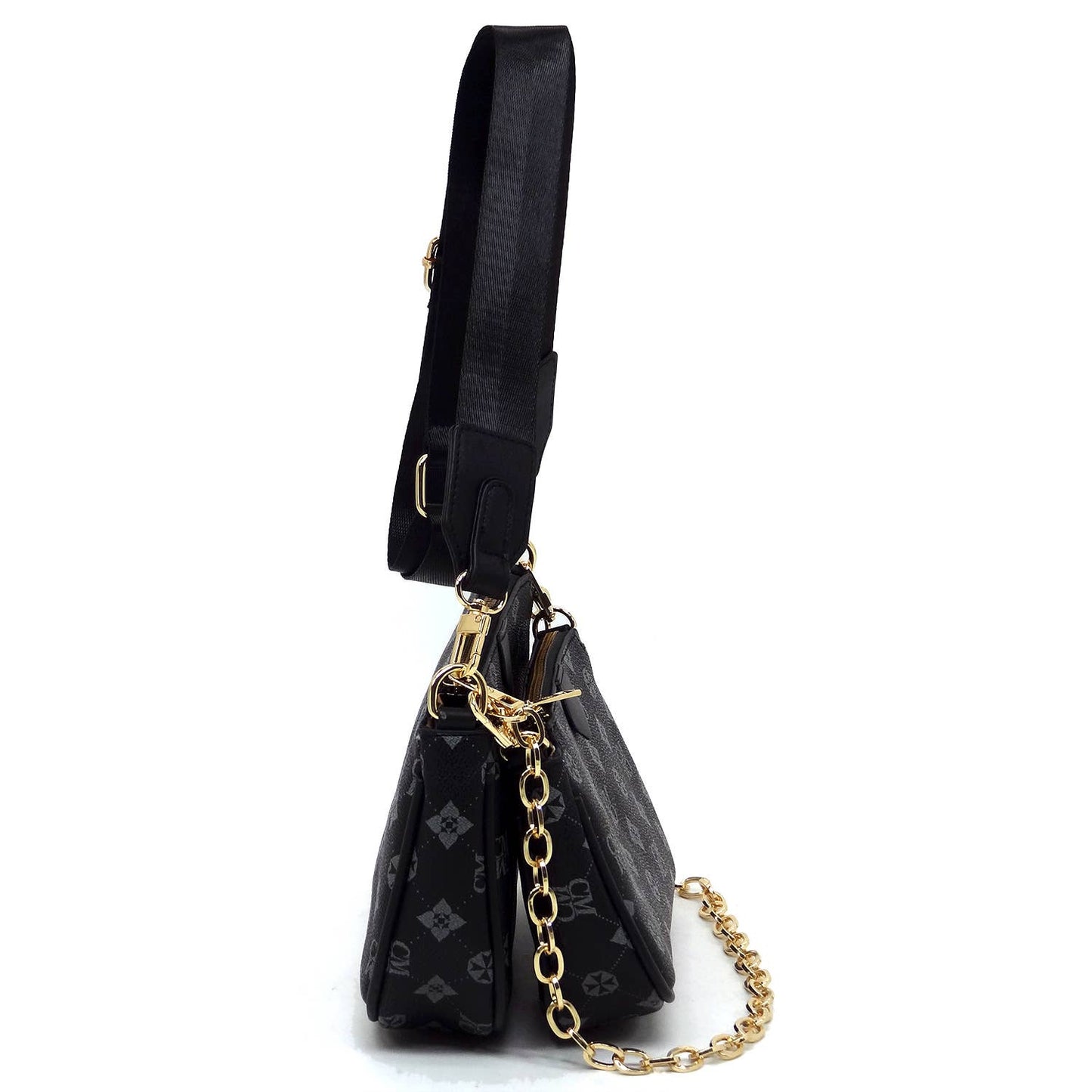 CM748 Monogram 2-in-1 Crossbody Bag: Grey/Black