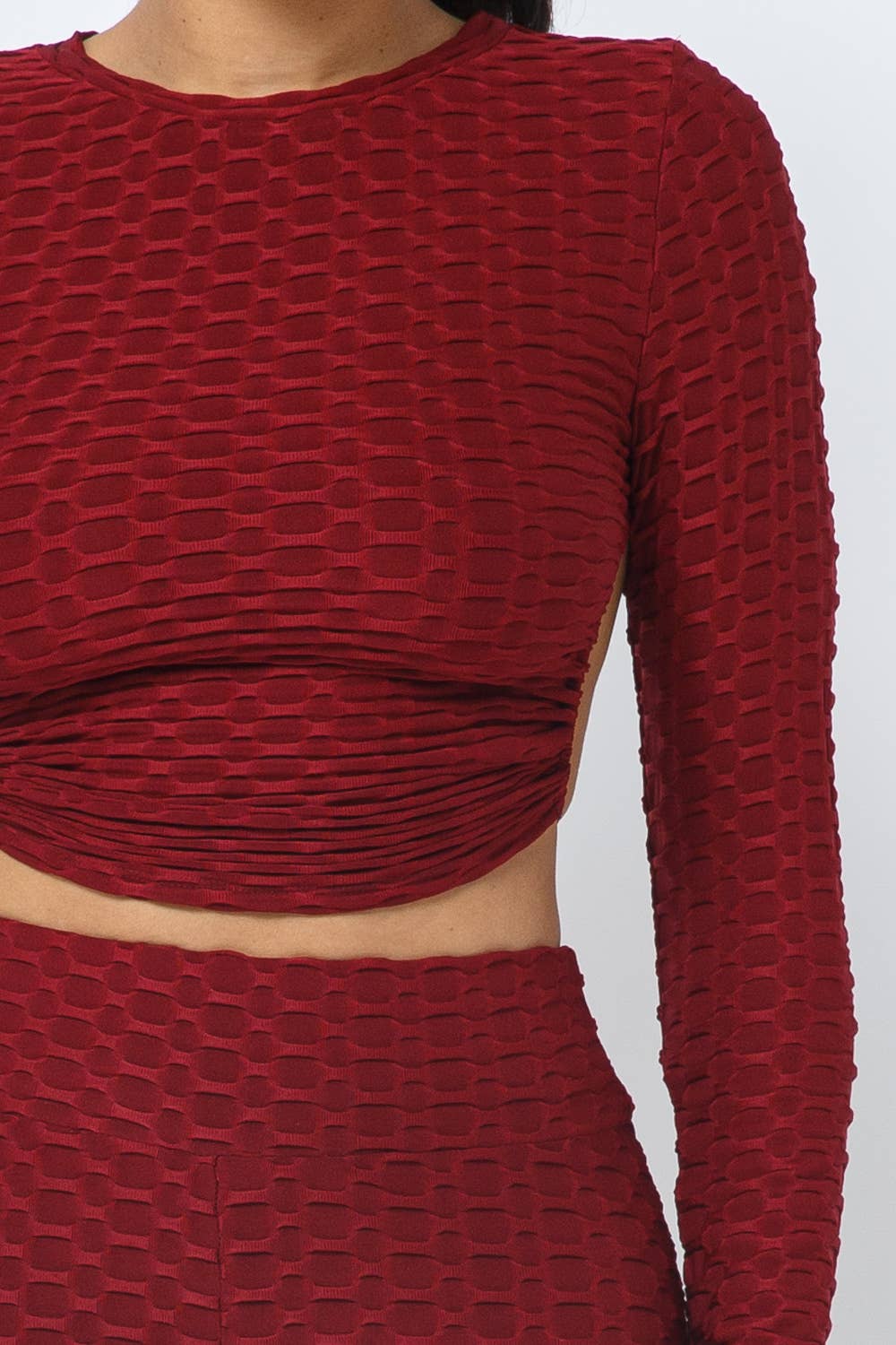 Honeycomb Open Back Tie Top and Leggings Set