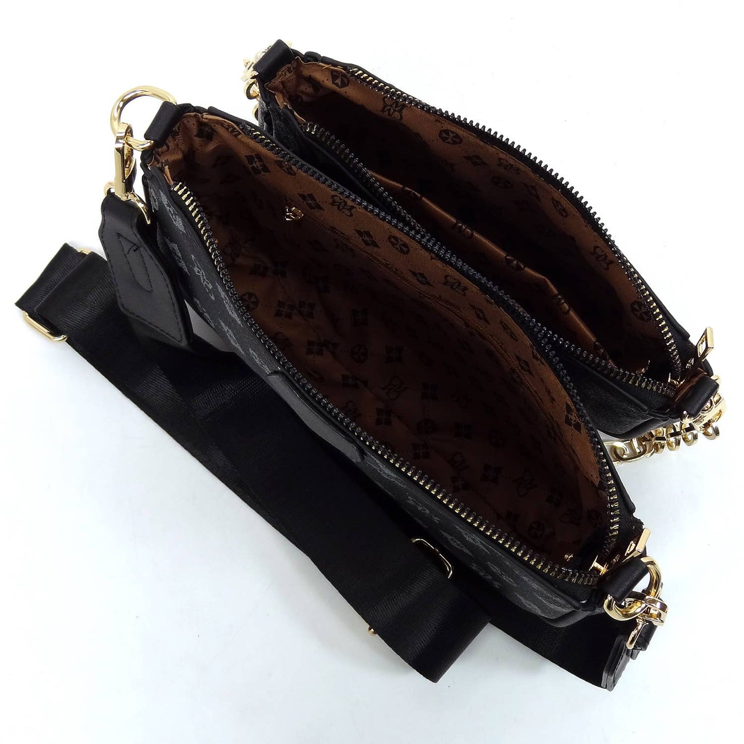 CM748 Monogram 2-in-1 Crossbody Bag: Grey/Black