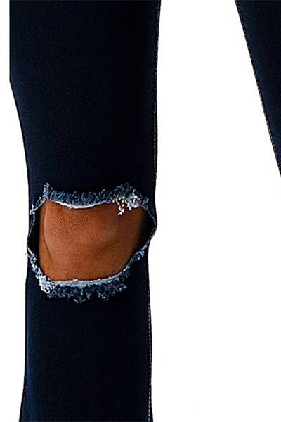 Slashed boot cut denim jeans