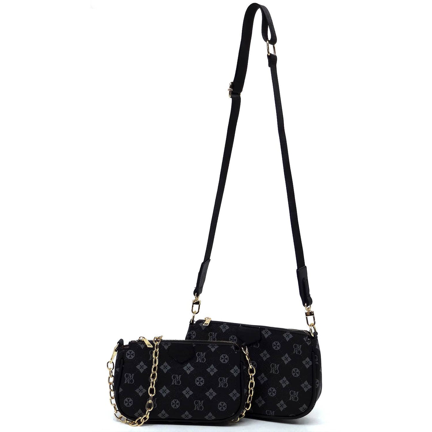 CM748 Monogram 2-in-1 Crossbody Bag: Grey/Black