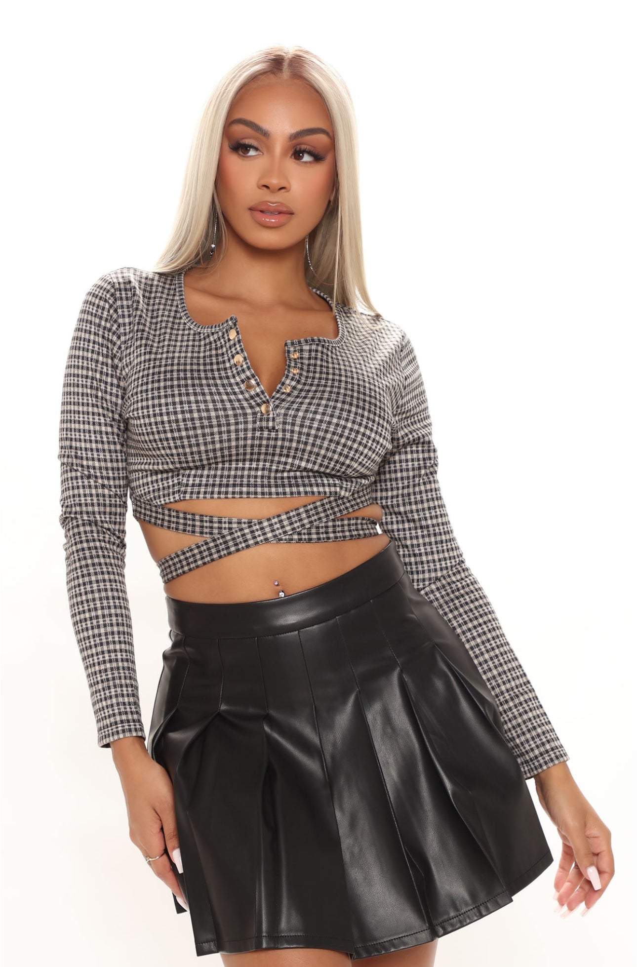 All Bets Off Plaid Crop Top