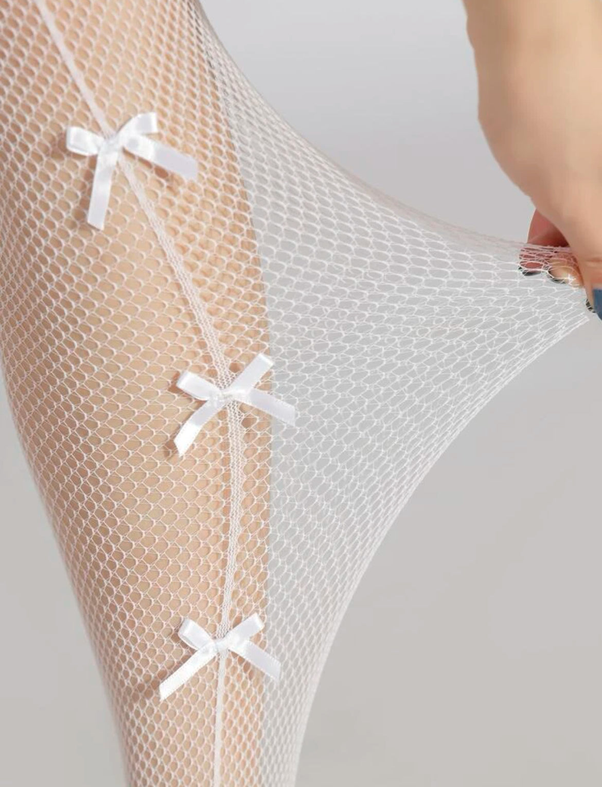 Bow Decor Fishnet Tights
