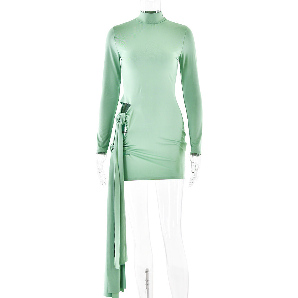 Spring Arrival Dress Sexy Round Neck Long Sleeve Slim Fit Hip Wrapped Short Dress Women