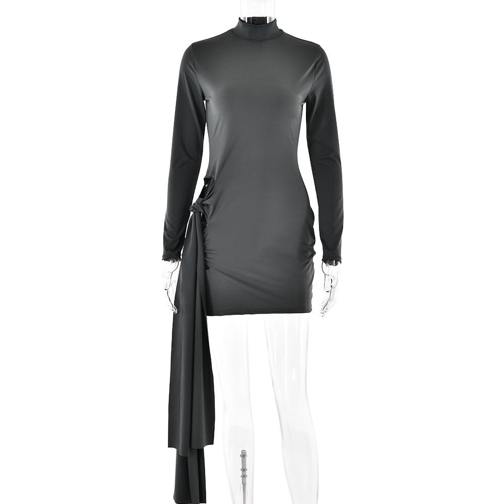 Spring Arrival Dress Sexy Round Neck Long Sleeve Slim Fit Hip Wrapped Short Dress Women