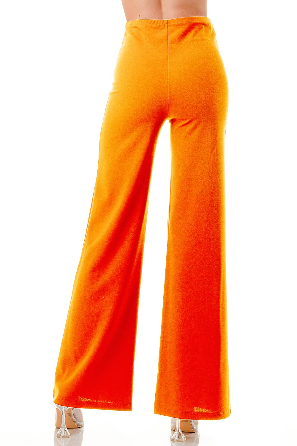 Solid orang formal dressy pants with seam front slim looking