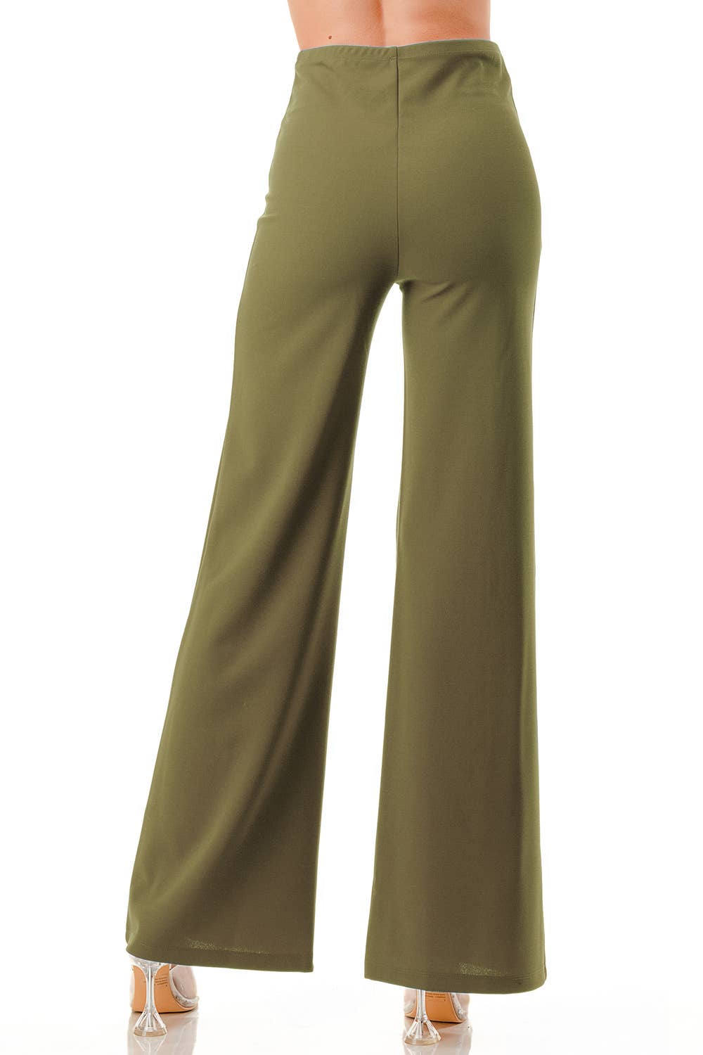 Olive color formal dressy pants with seam front slim looking