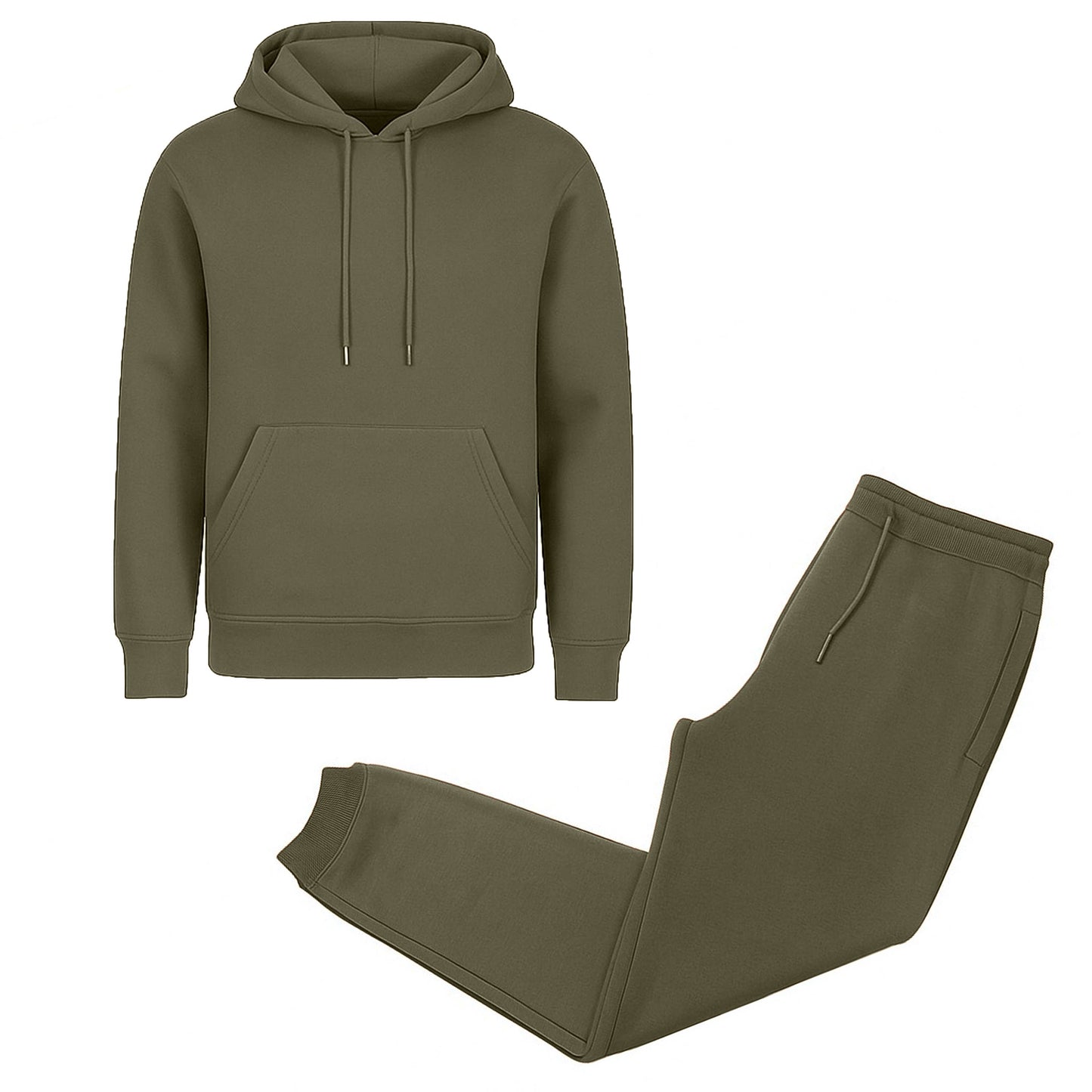 Men's 2-Piece Fleece Pullover Hoodie and Jogger Set: Brown / M