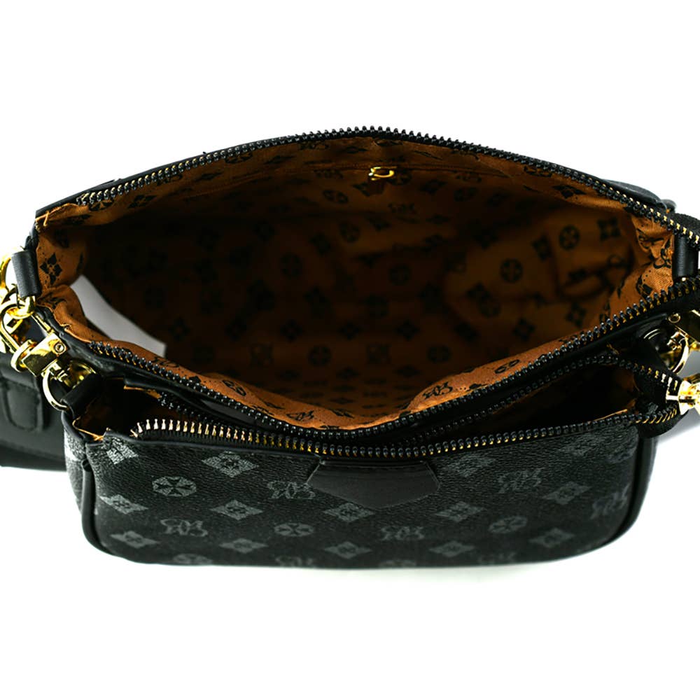 CM748 Monogram 2-in-1 Crossbody Bag: Grey/Black
