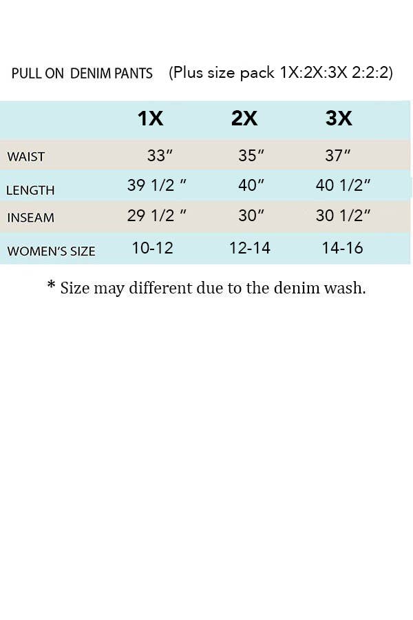 Plus size pre washed  basic  pull on denim skinny jeggings: Dark Denim