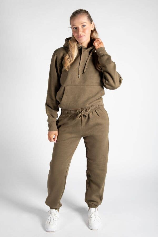 OVERSIZED HOODY AND JOGGER TRACKSUIT: Beige / S