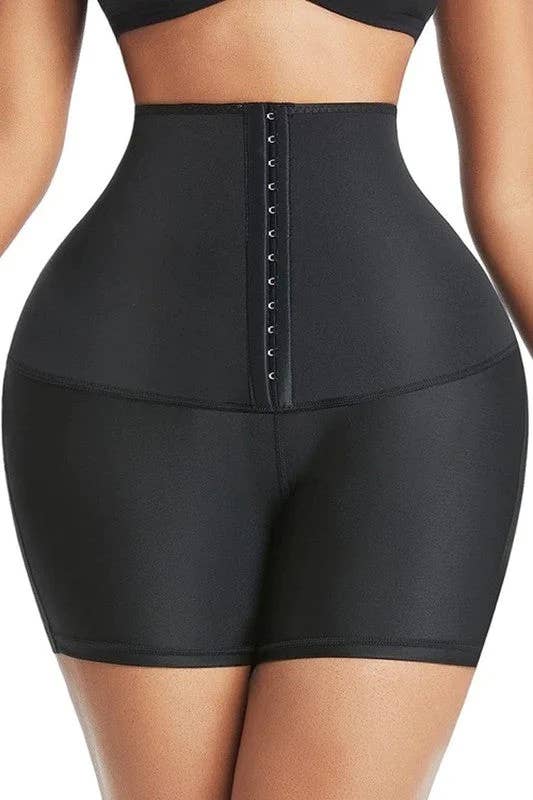 Solid color waist control body shaper shorts