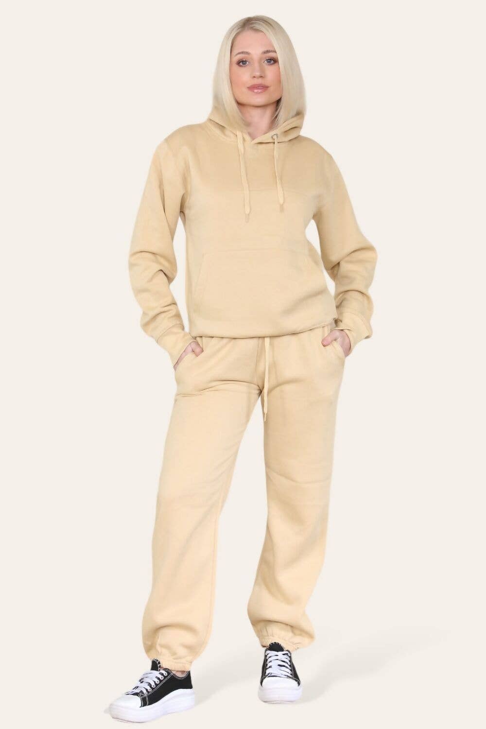 OVERSIZED HOODY AND JOGGER TRACKSUIT: Khaki / S