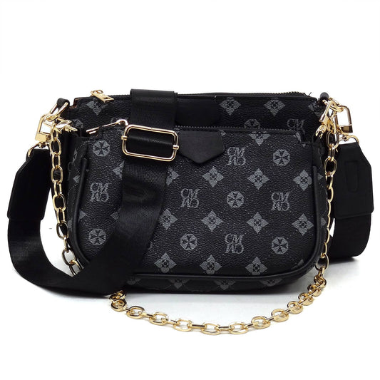 CM748 Monogram 2-in-1 Crossbody Bag: Grey/Black